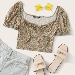 Plus Size Floral Crop Top